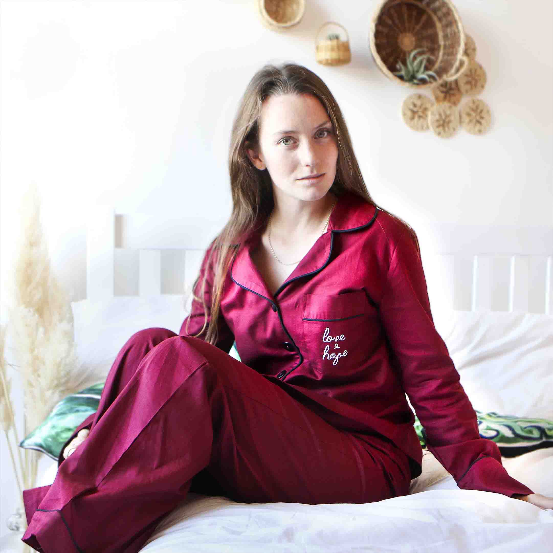 Organic Cotton Pyjamas by StephieAnn. Hand embroidered in Britain.
