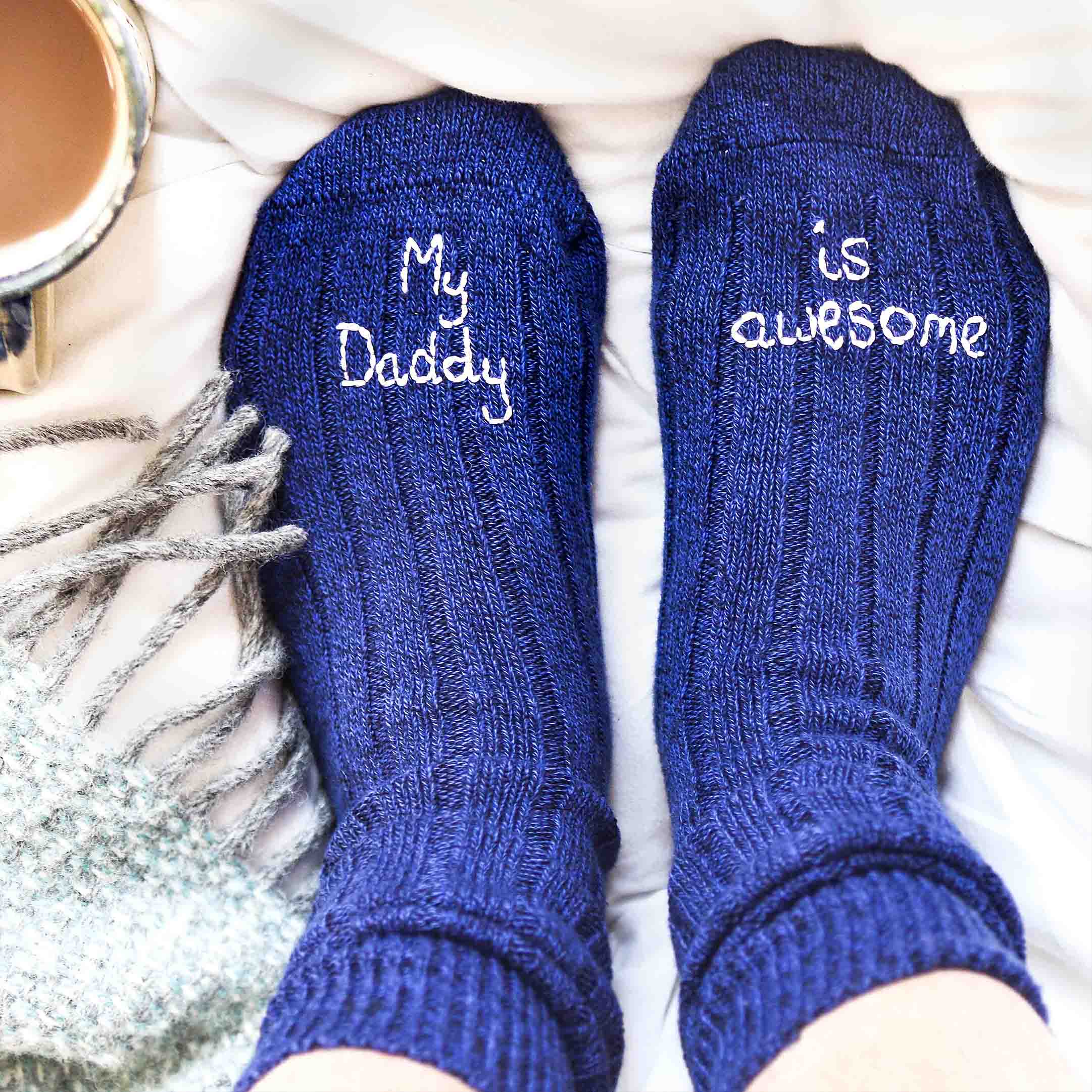 StephieAnn My Daddy Is Awesome Bed Socks