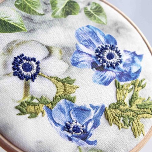Floral embroidery kit for experienced stitchers
