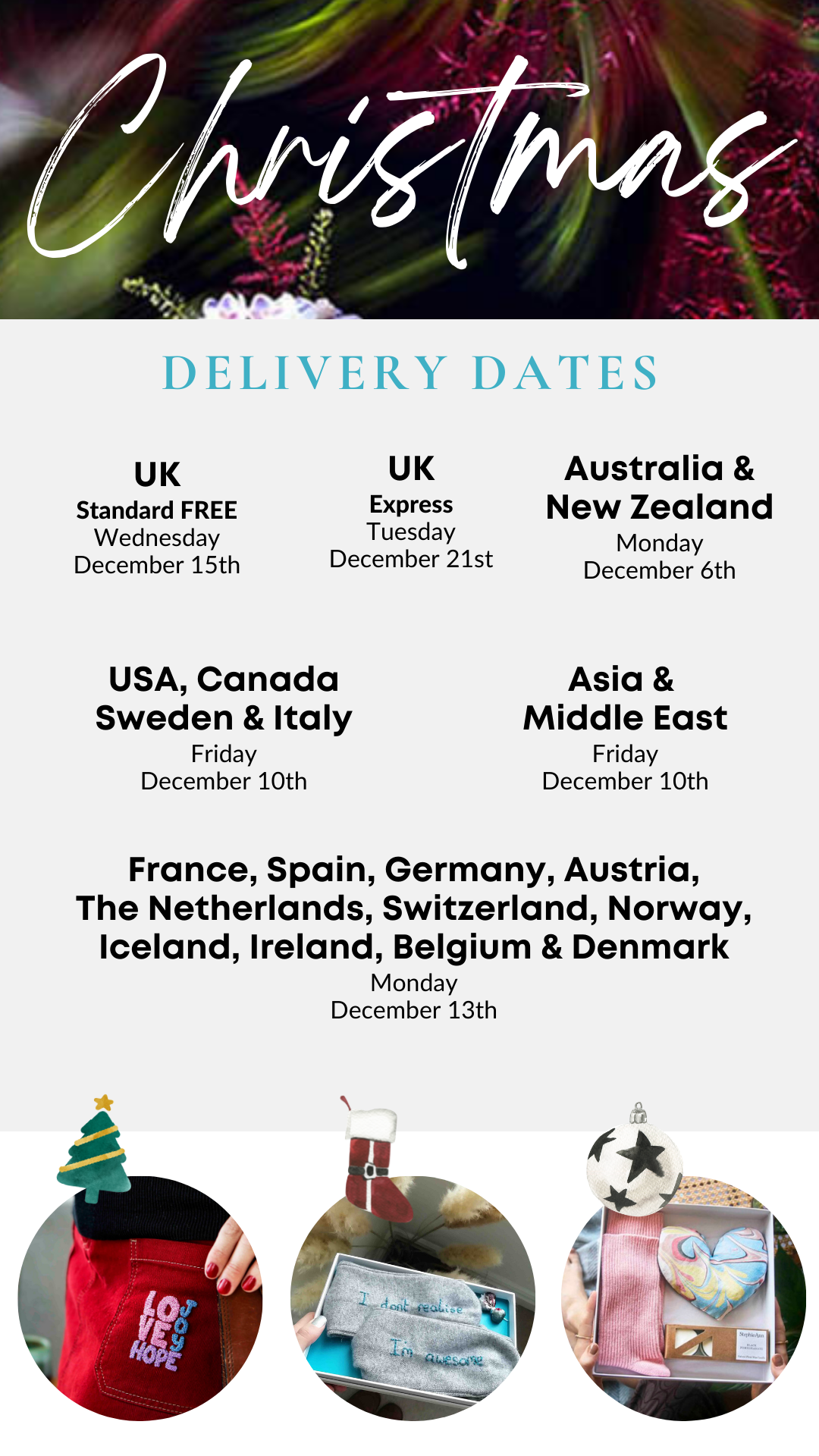Christmas delivery dates