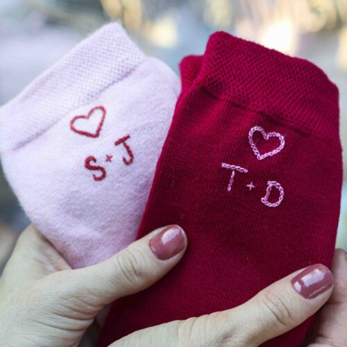 Valentines Socks with personalised embroidery