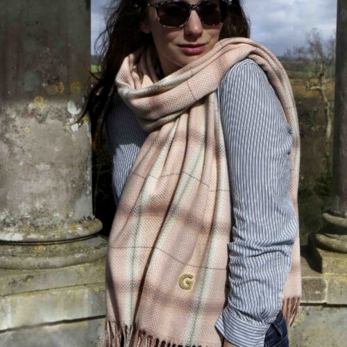 Cashmere scarf with personalised goldwork initial StephieAnn