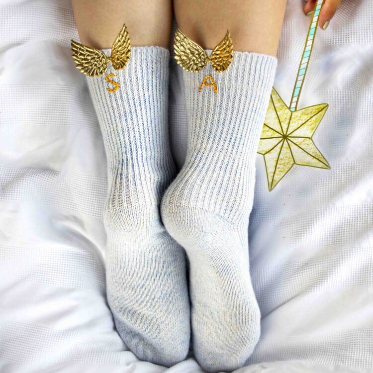 Women's personalised angel wing bed socks