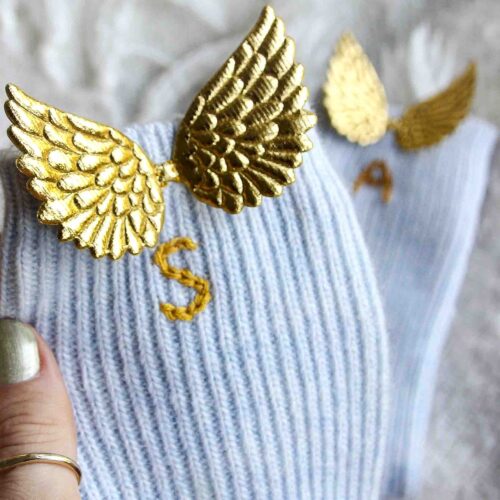 Personalised angel wing bed socks