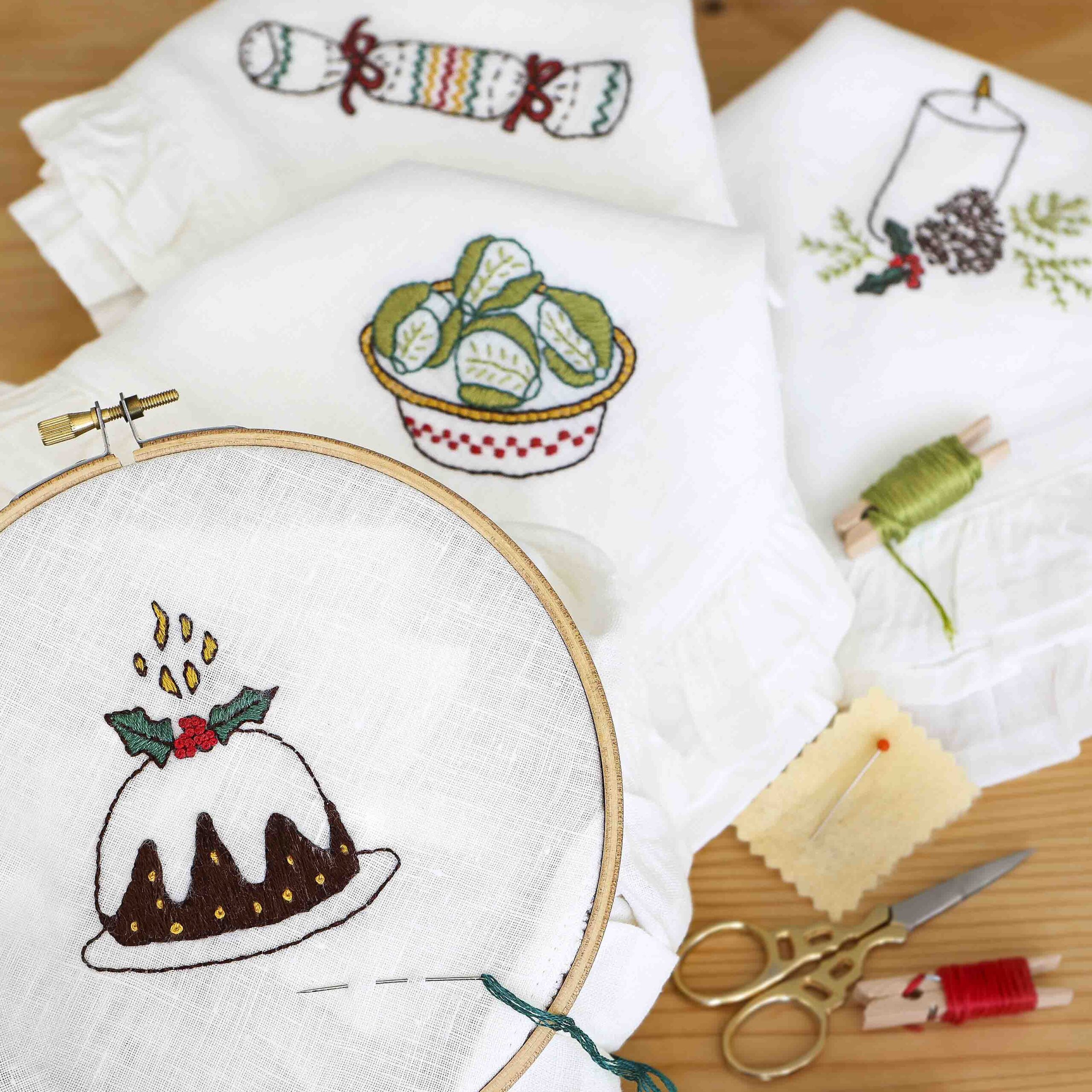 Christmas Napkin Embroidery Craft Kit