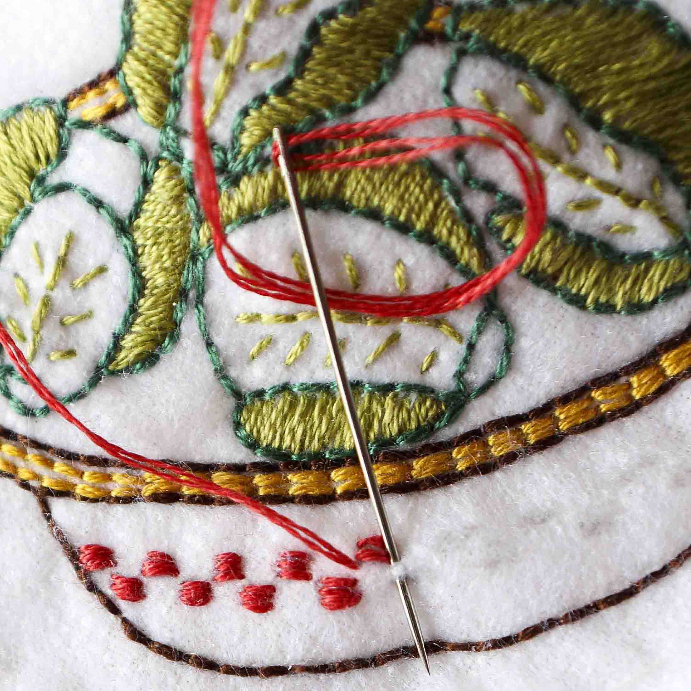 StephieAnn hand embroidery Christmas naplin sprouts