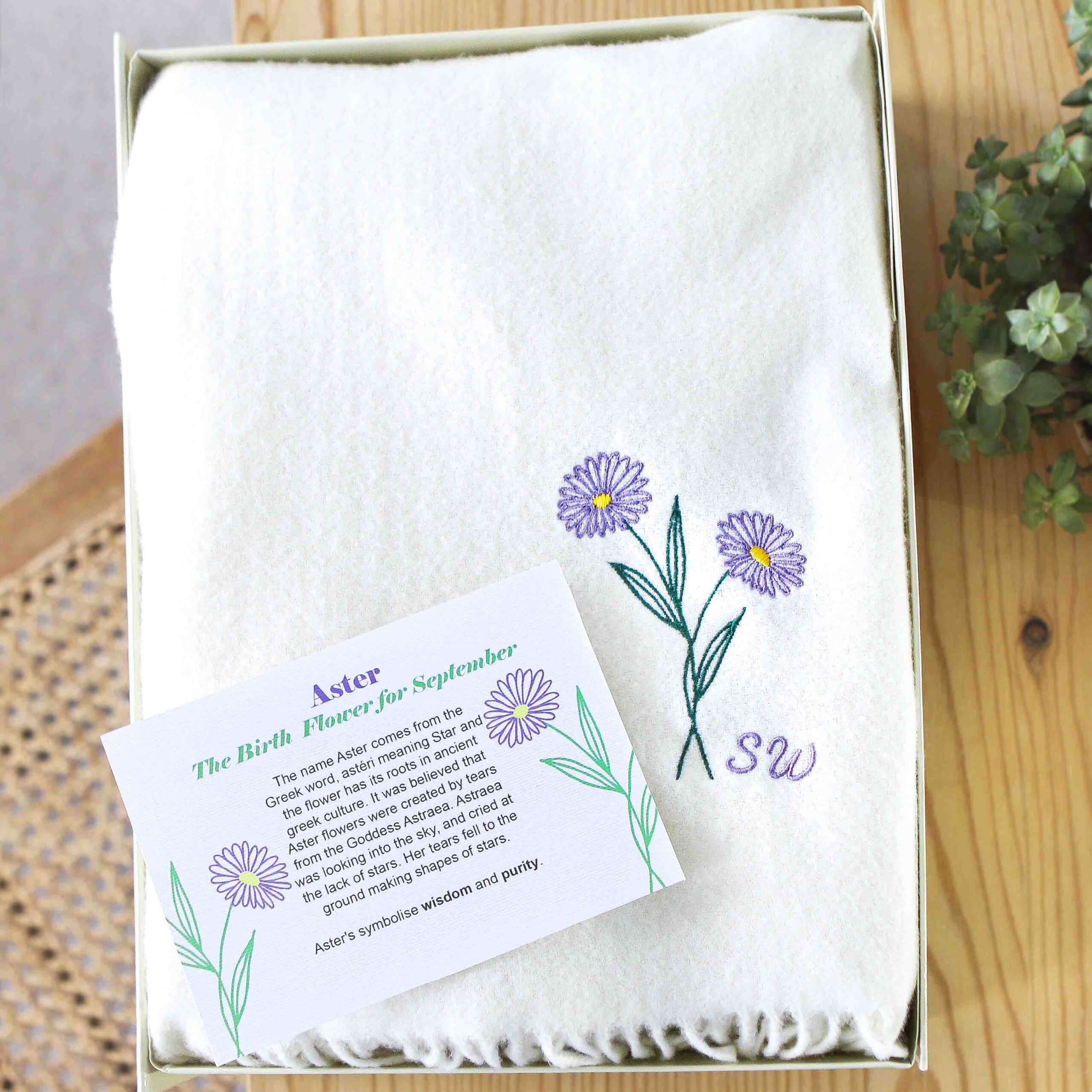 Personalised Birth Flower Cashmere Scarf