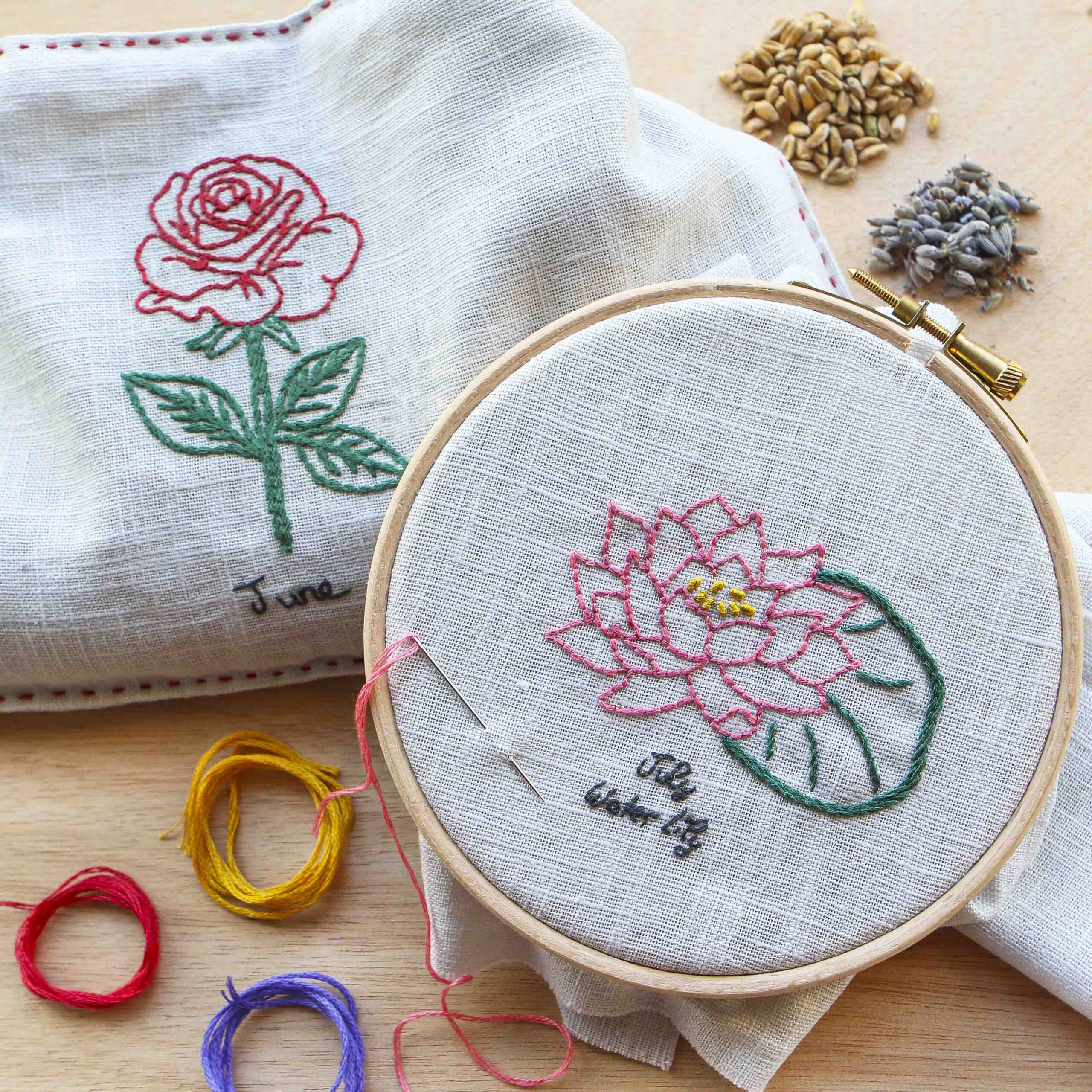 DIY Birth Flower Wheat bag Embroidery Craft Kit