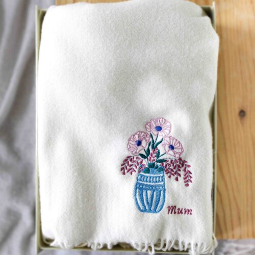Personalised Flowers in Vase Cashmere Scarf