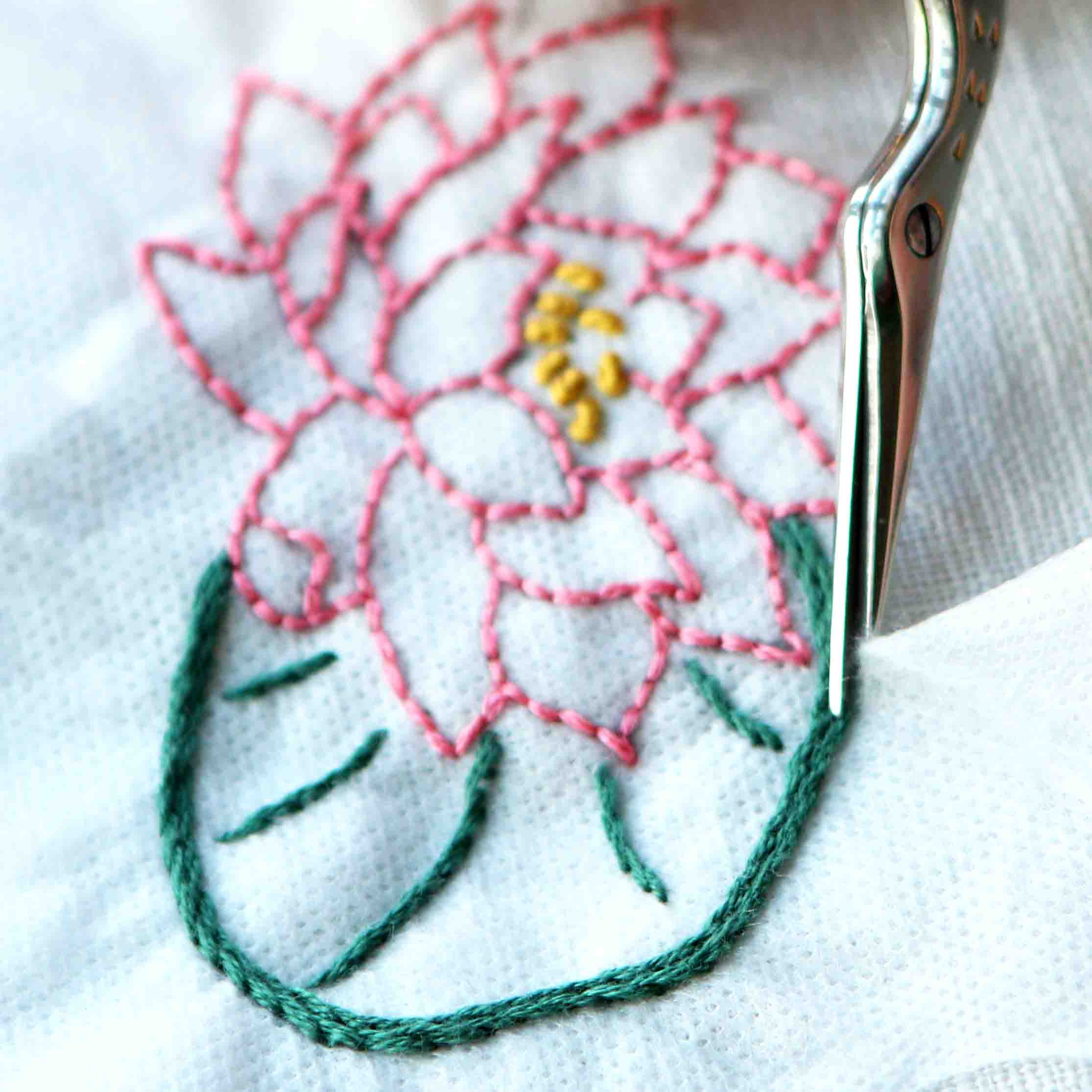 StephieAnn birth flower Water Lily embroidery