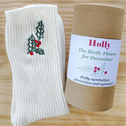 Holly December Birth flower socks