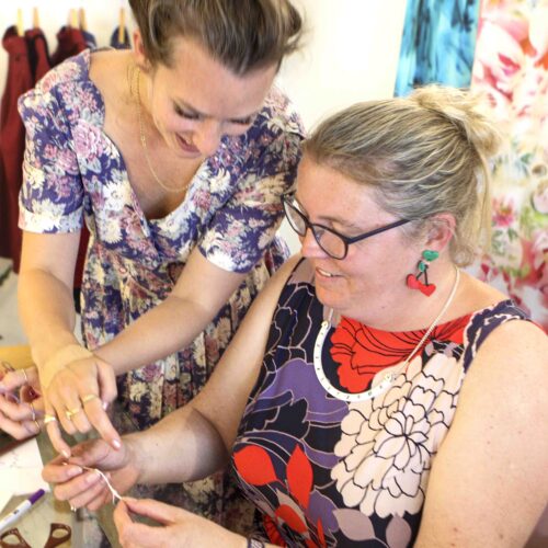 Stephie teaching hand embroidery workshops in Brighton Hove