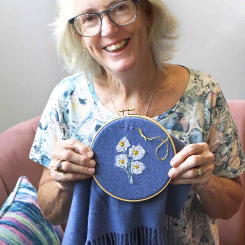 StephieAnn Birth flower scarf hand embroidery workshop Brighton