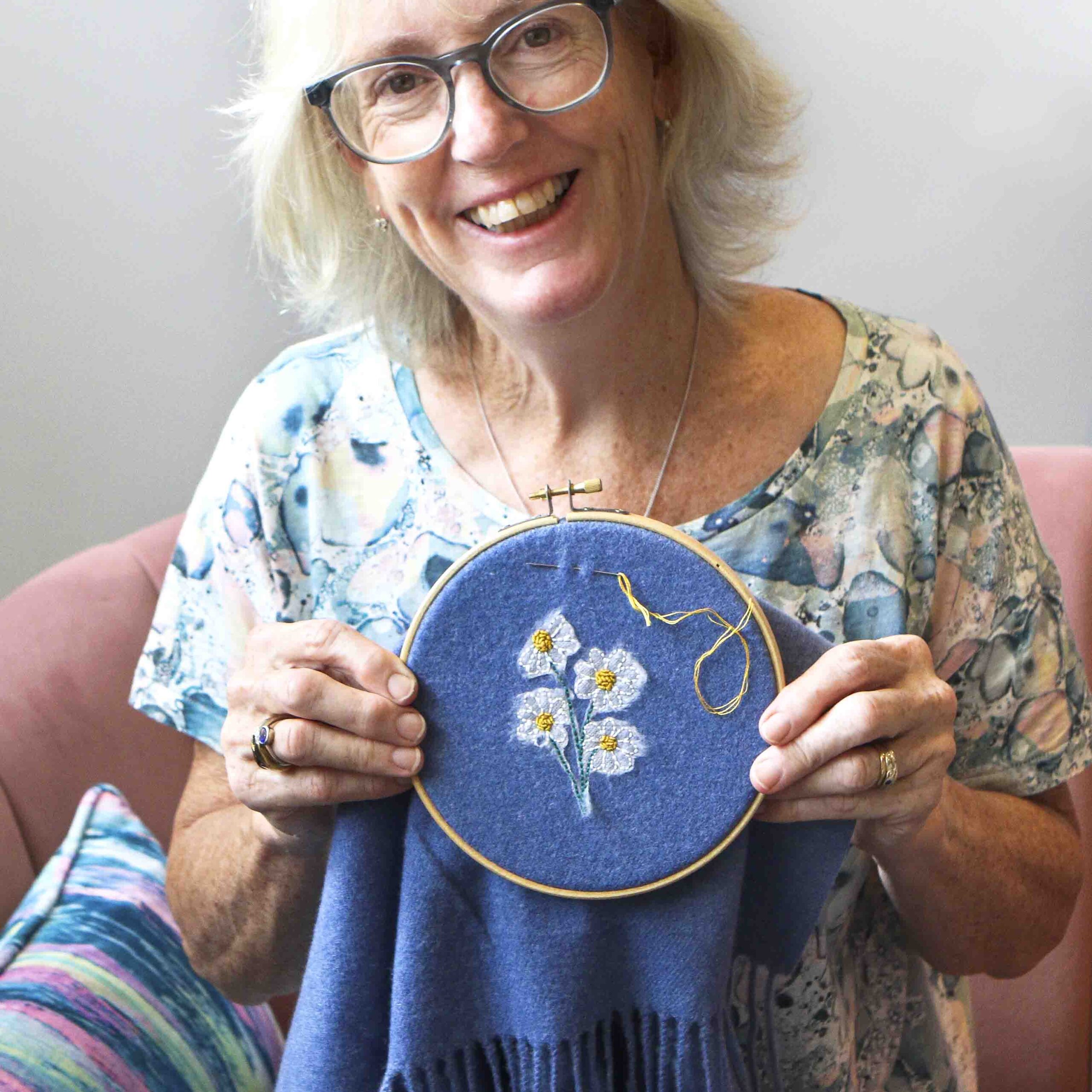 StephieAnn Birth flower scarf embroidery workshop Brighton