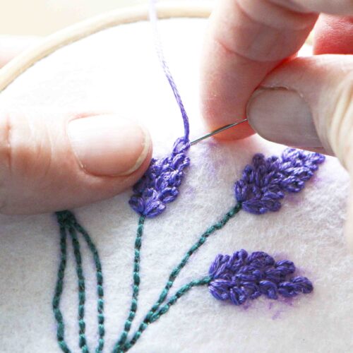 StephieAnn hand embroidery lavender bag workshop Brighton