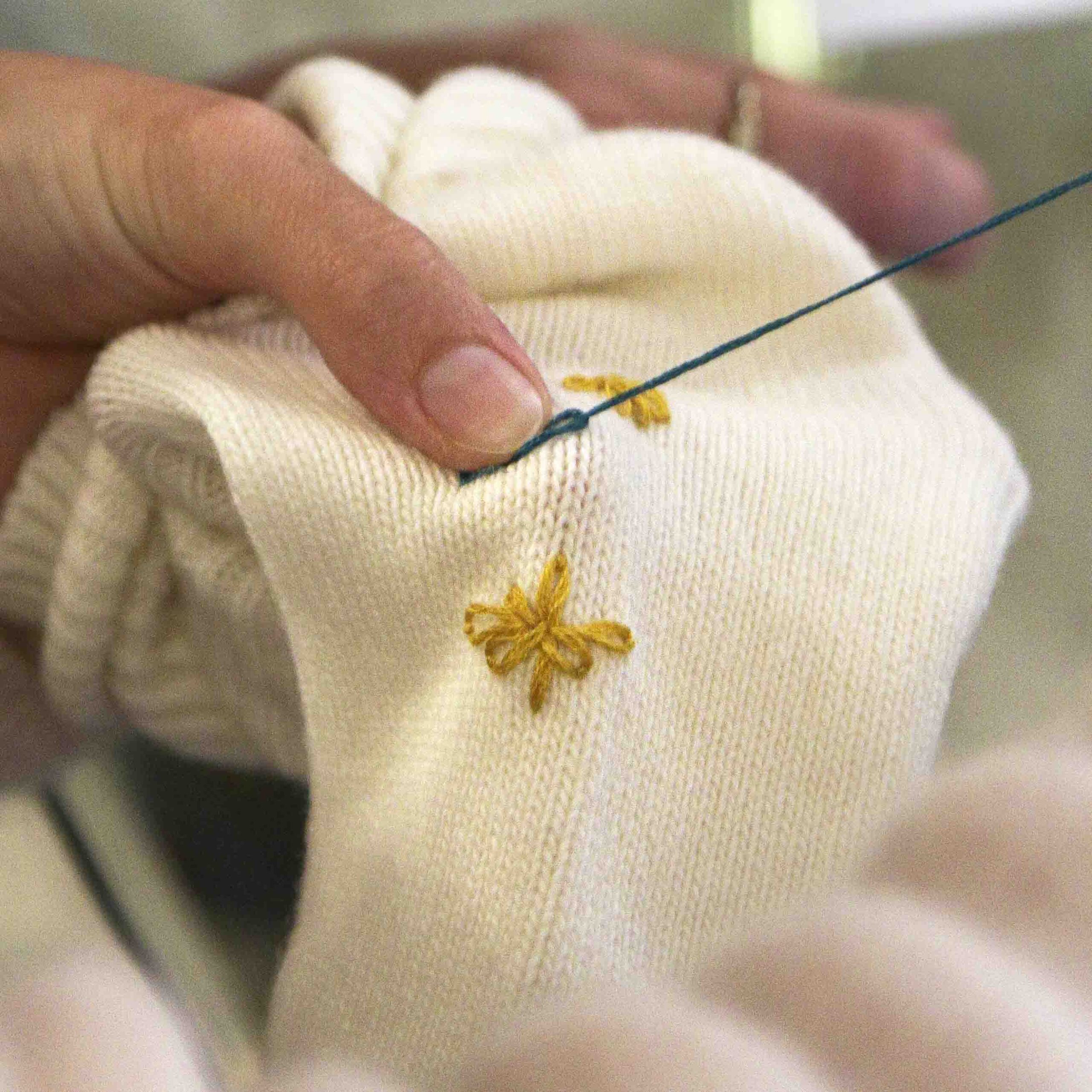 StephieAnn lazy daisy stitch sewing craft socks workshop