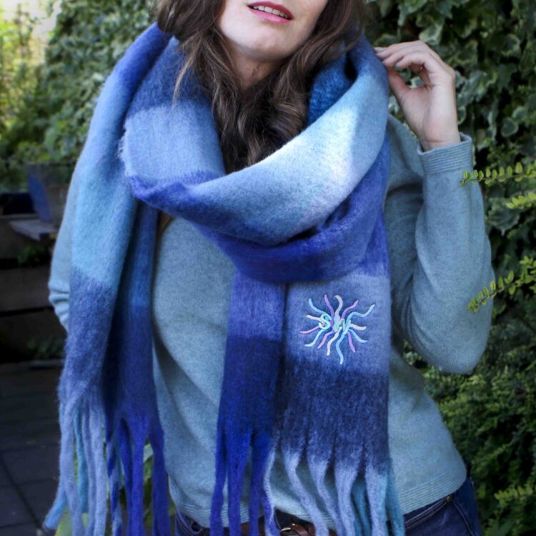 Blue chunky personalised scarf StephieAnn