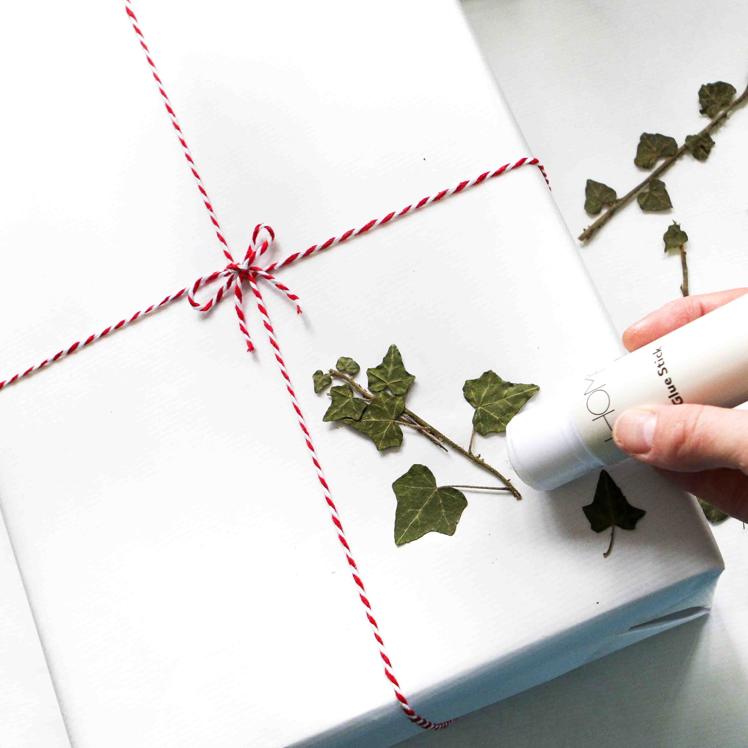 Eco-friendly pressed ivy leaf gift wrap StephieAnn Design