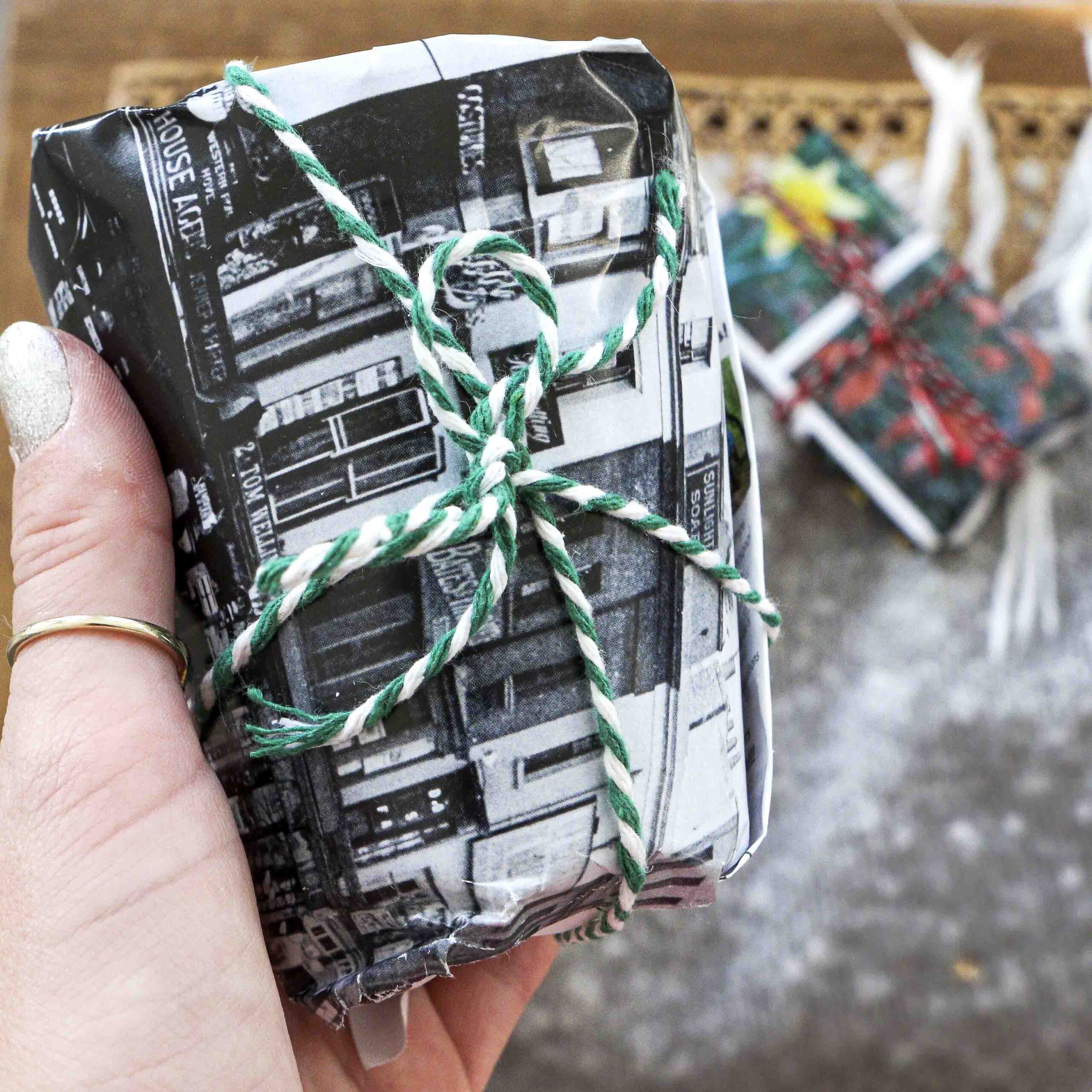 Recycled Paper gift wrap idea inspiration StephieAnn