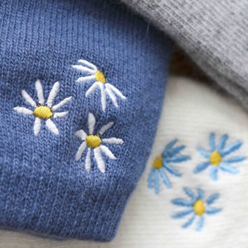 StephieAnn daisy embroidered cashmere gloves