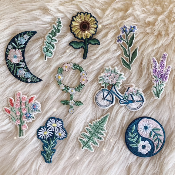Wildflower and company embroidered patches StephieAnn upcycling with embroidery