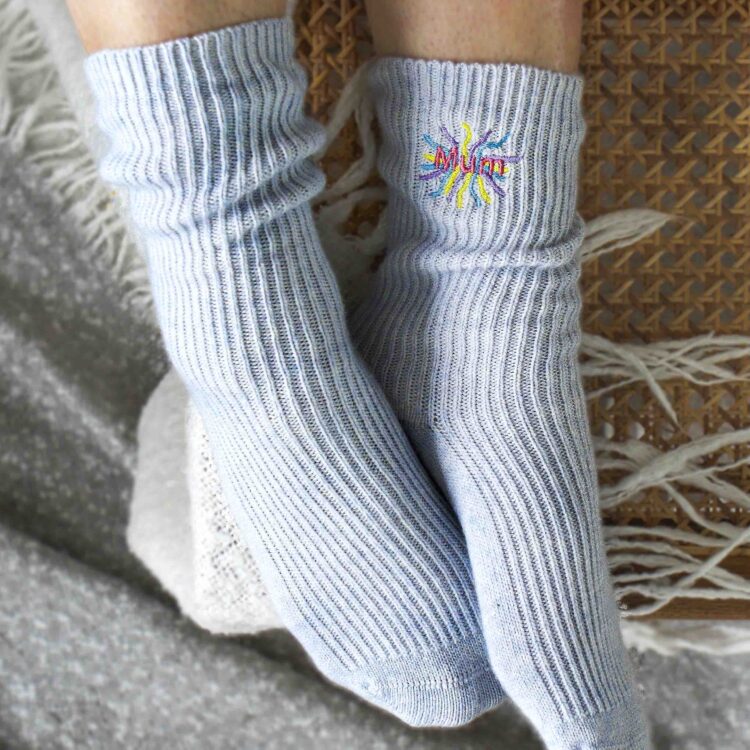 Personalised Starburst Embroidered Bed Socks